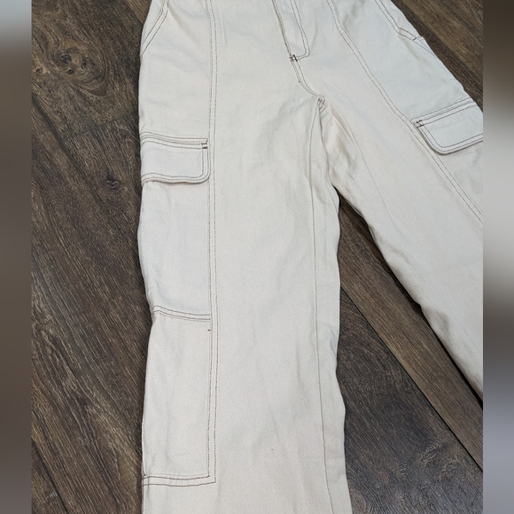 RSQ beige cargo jeans pants straight leg long baggy EUC Medium - Picture 3 of 5